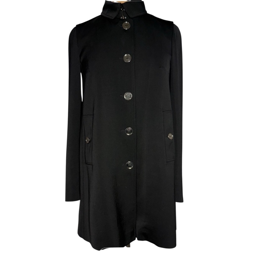 Burberry London Black Short Camden Heritage Car Coat Nova Check Lining Size 6 - Picture 14 of 14